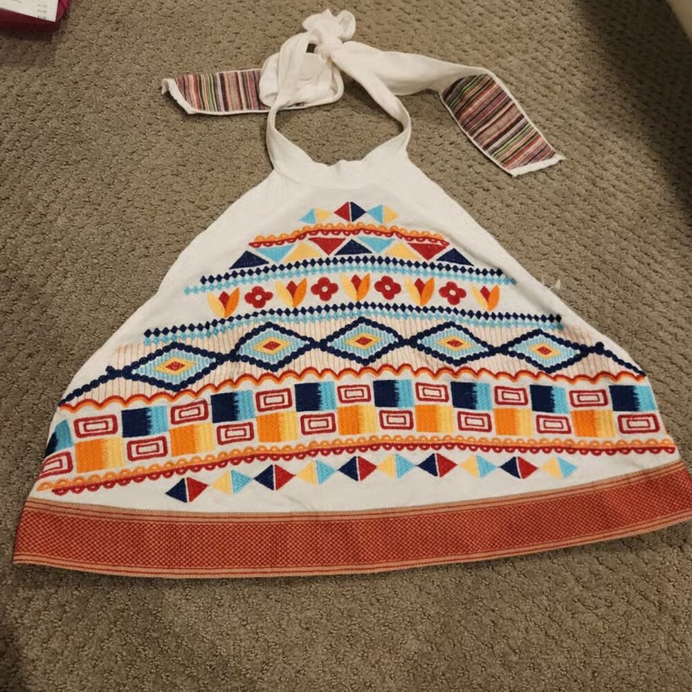 NEW Altar'd State White Embroidered Tie Open Back Halter Small